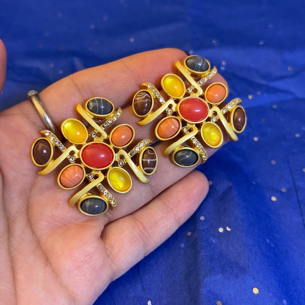 Colorful Gemstone Statement Earrings - Picture 5 of 5